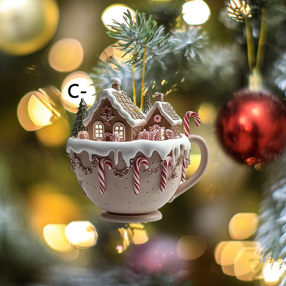 Wholesale Christmas 2D Acrylic Snow House Holiday Decoration